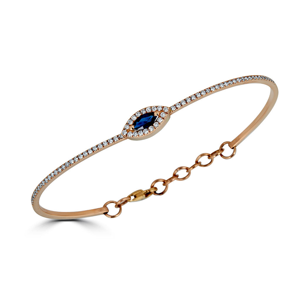 Marquise Stone With Diamond Halo Bracelet