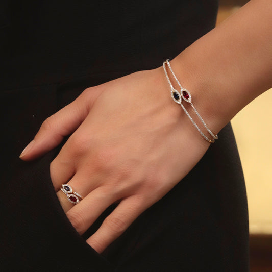 Marquise Stone With Diamond Halo Bracelet