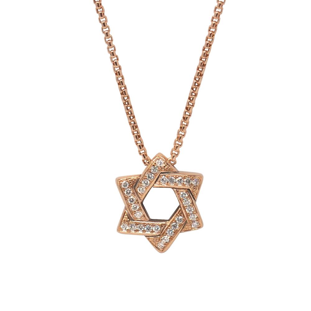 White Diamond Star Of David Pendant Necklace