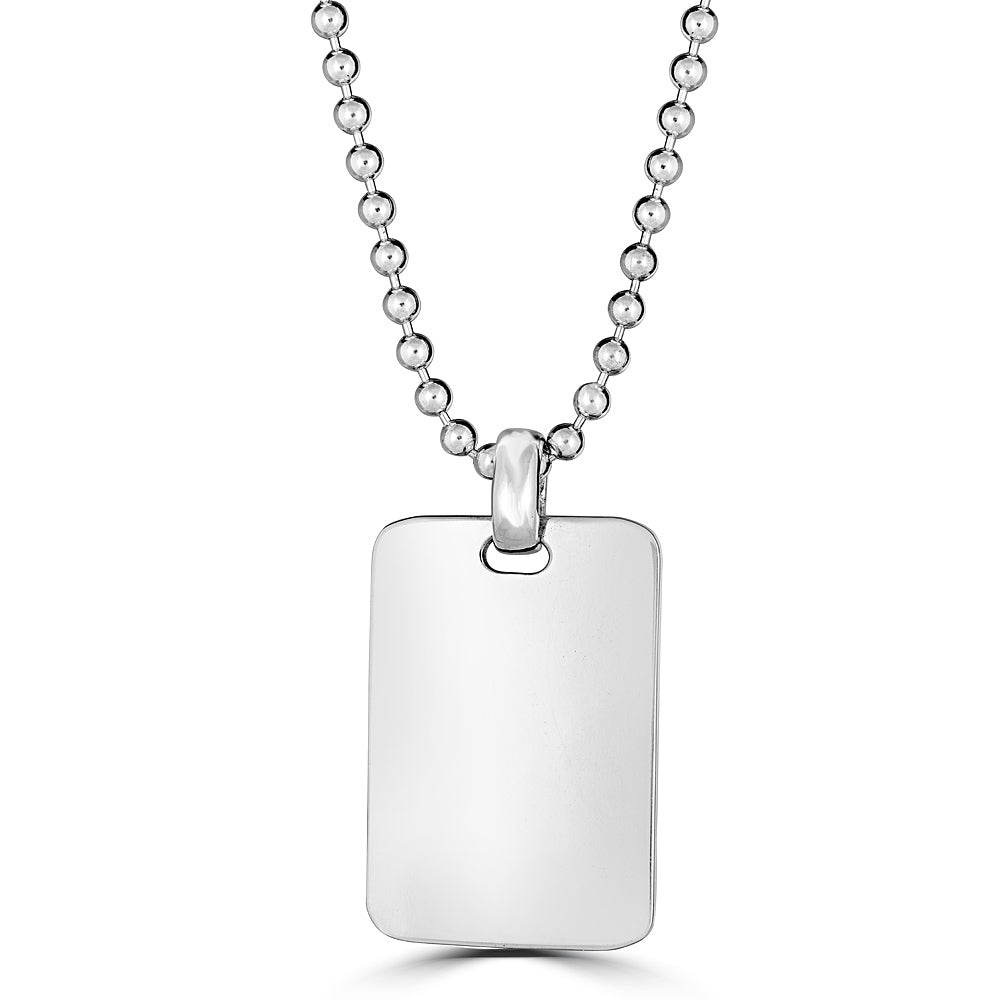 Solid Tag Pendant Necklace In Sterling Silver