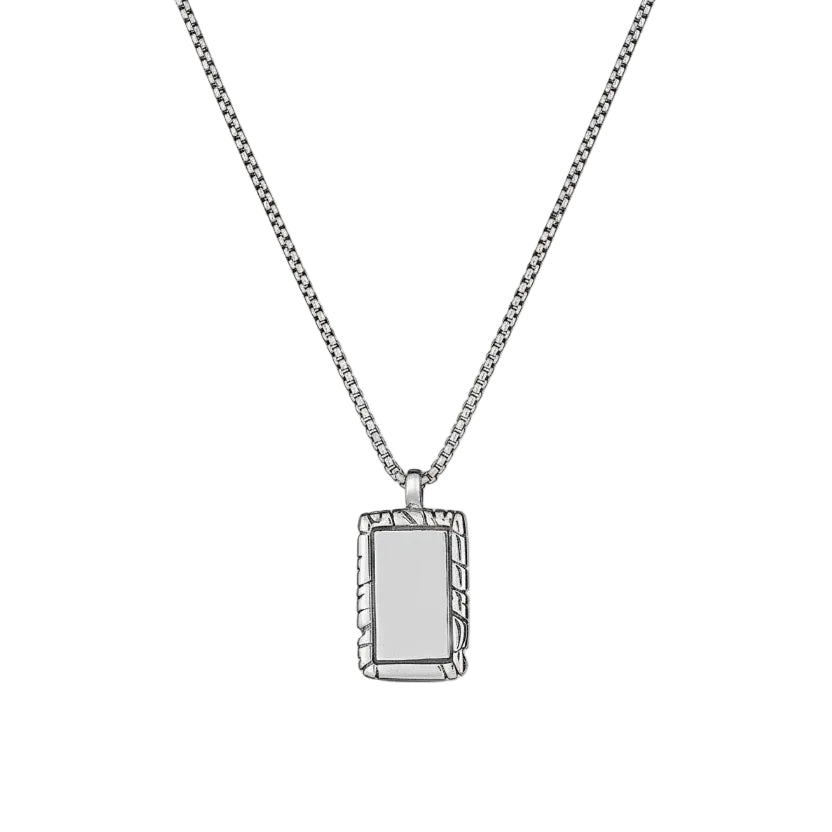 Mini KeyDesign Tag Necklace In Sterling Silver