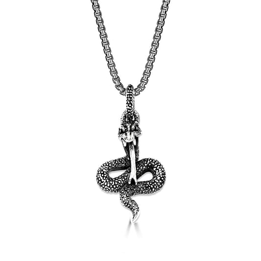 Snake Pendant Necklace In Sterling Silver