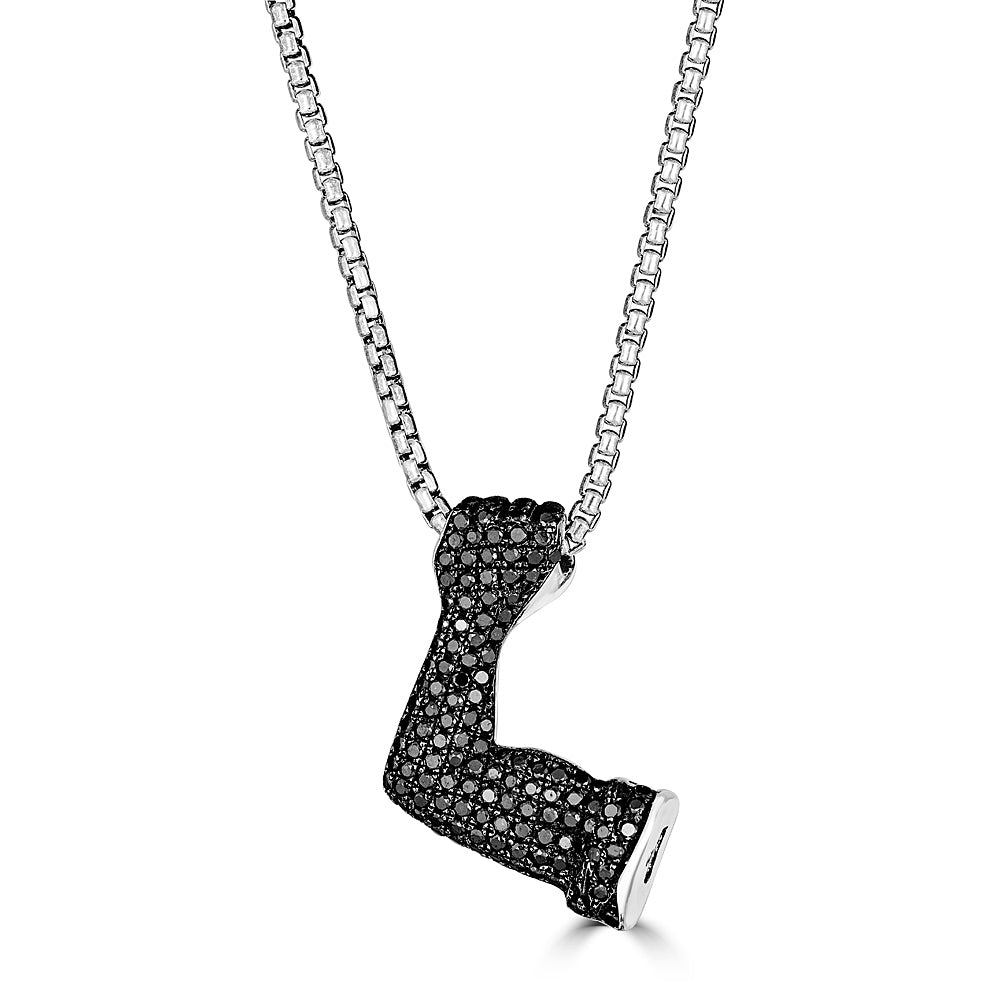 Sterling Silver Black diamond Necklace Pendant & newest Bracelet