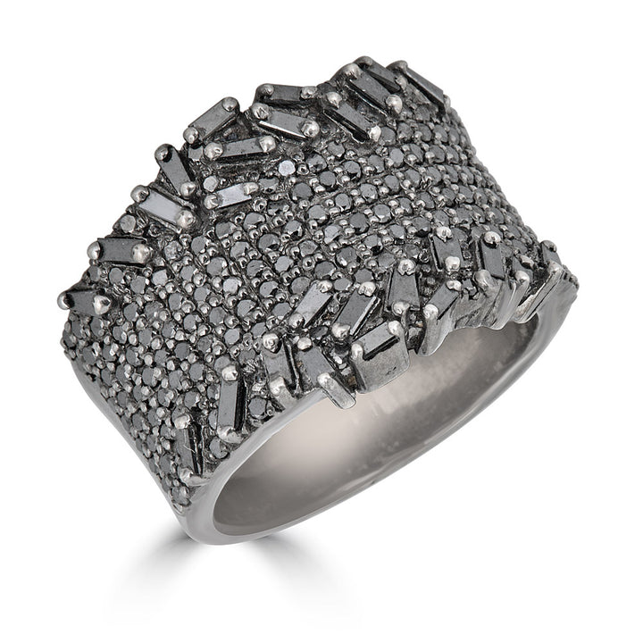 Black Diamond Pave And Baguette Ring