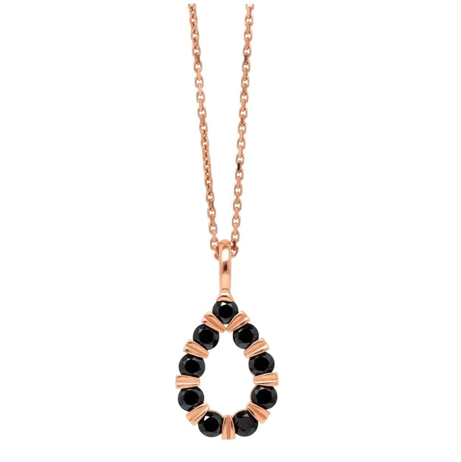 Black Diamond Tension TearDrop Pendant Necklace