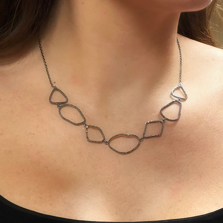 Black Diamond Assorted Organic Shapes Necklace