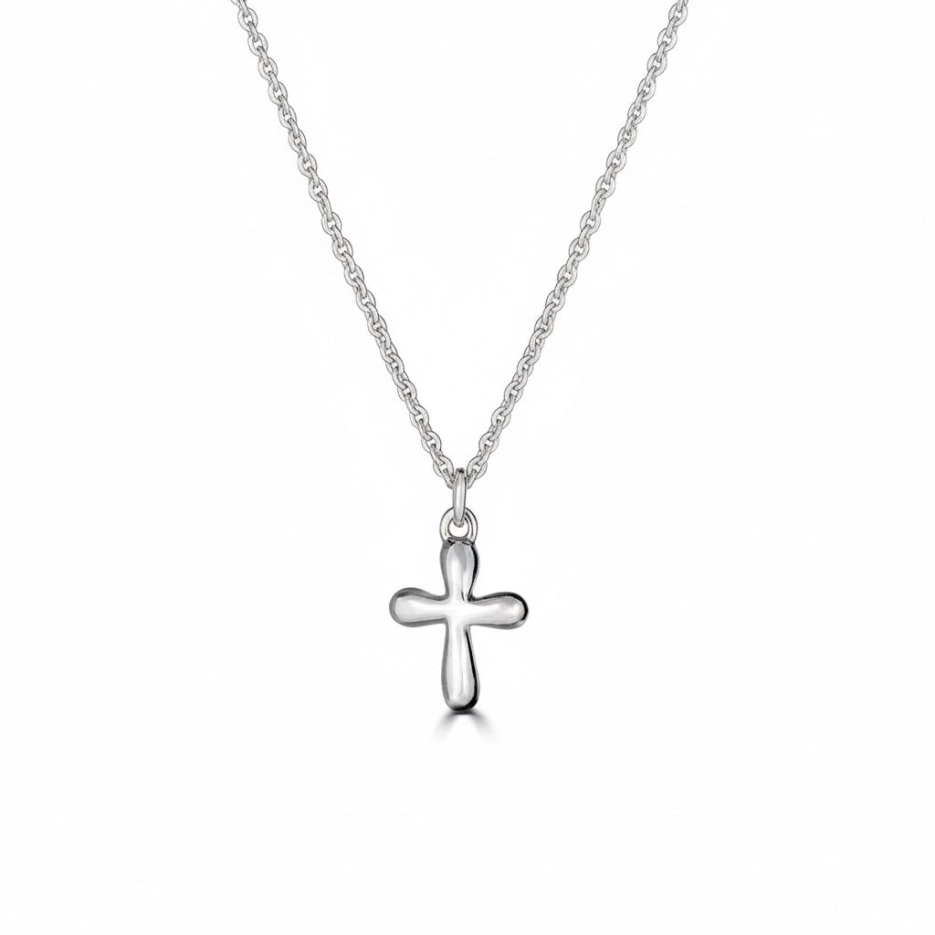 Petite Cross Pendant Necklace In Sterling Silver
