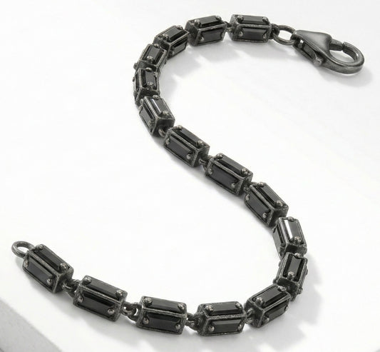 Emerald Cut Black Diamond Link Bracelet