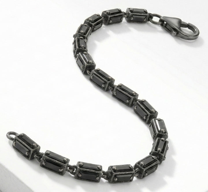Emerald Cut Black Diamond Link Bracelet