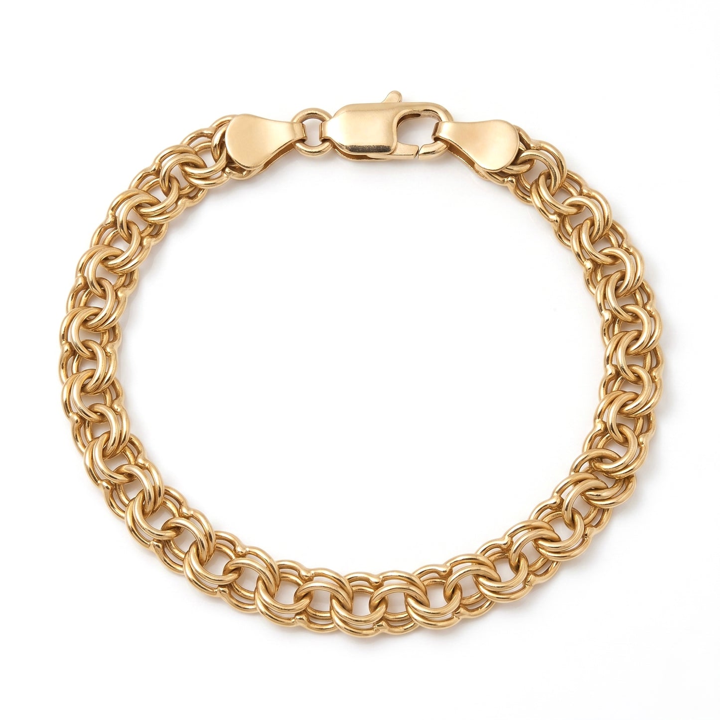 Double Link Chain Bracelet In Yellow Gold