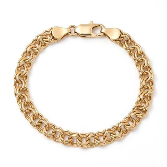 Double Link Chain Bracelet In Yellow Gold