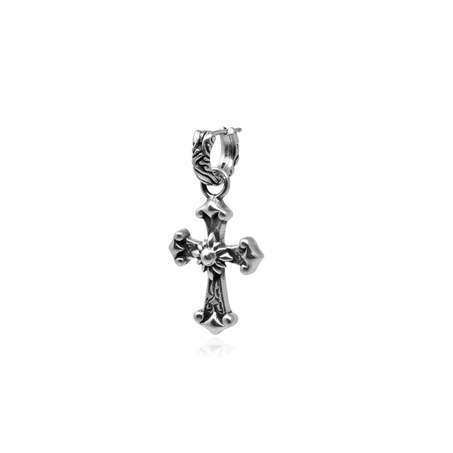 Single KeyDesign Cross Drop Huggie Earring