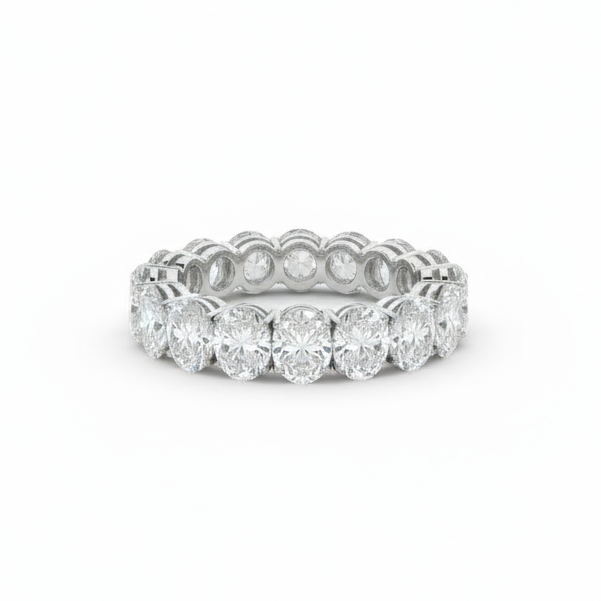 2.25ct oval white diamond eternity band in white gold