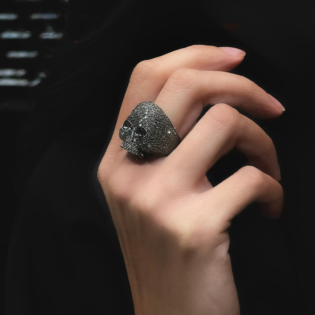 Black Diamond Skull Dome Ring