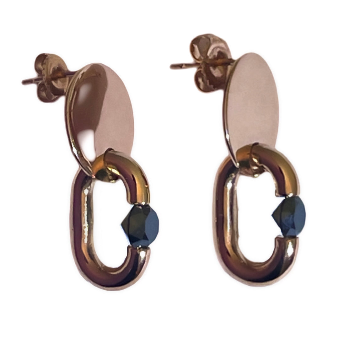 Black Diamond Rose Gold Tension Earrings