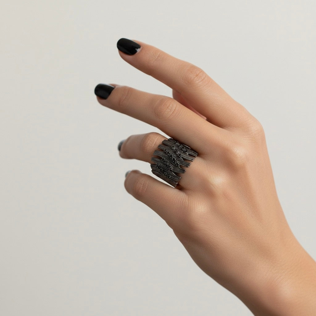 Black Diamond Elongated Branch Ring