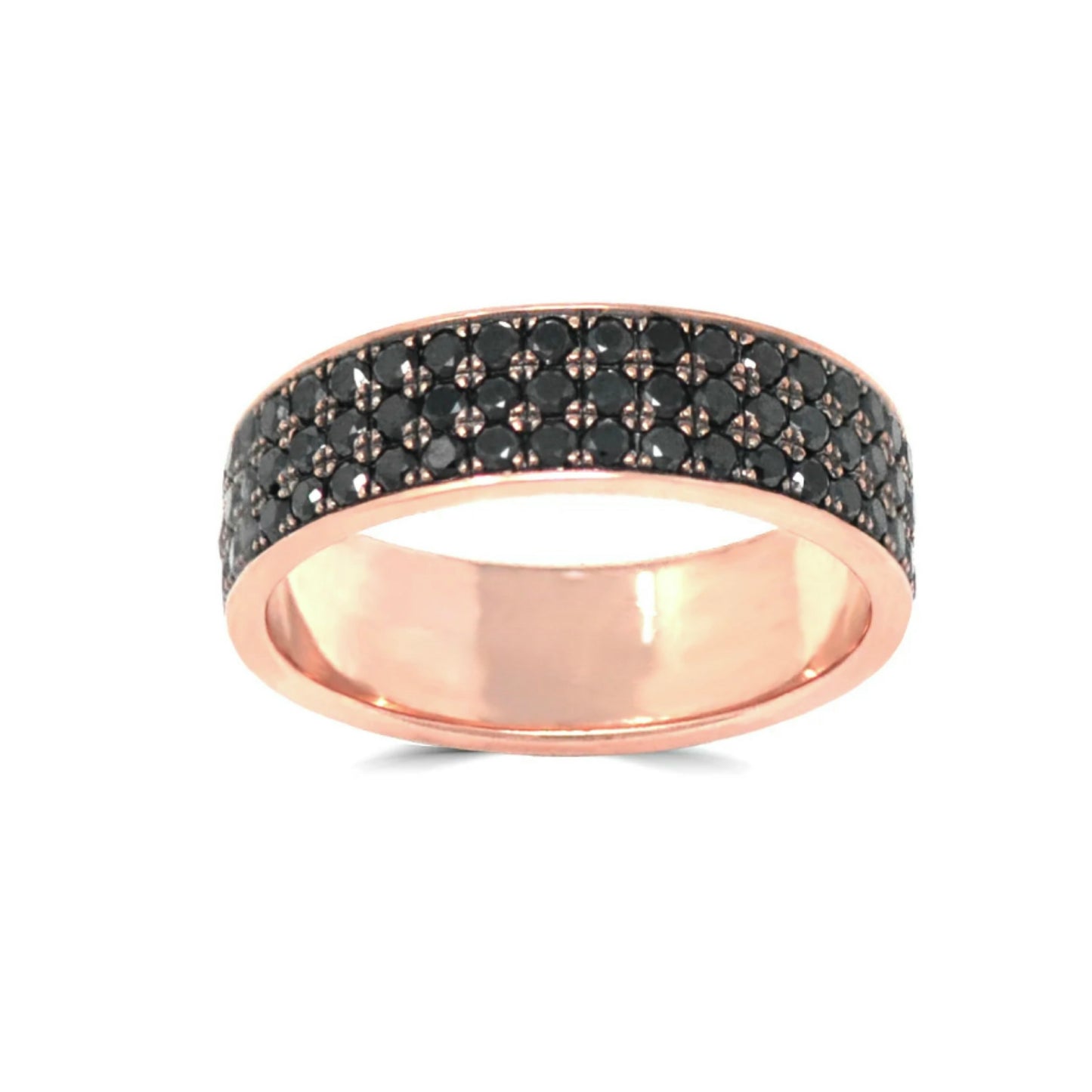 Black Diamond Triple Row Eternity Band In Rose Gold