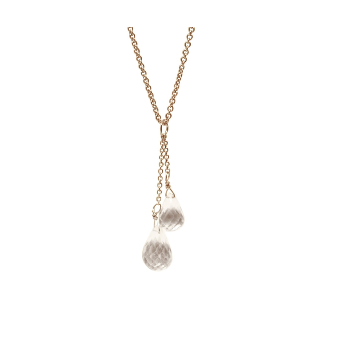 White Topaz Double Drop Pendant Necklace