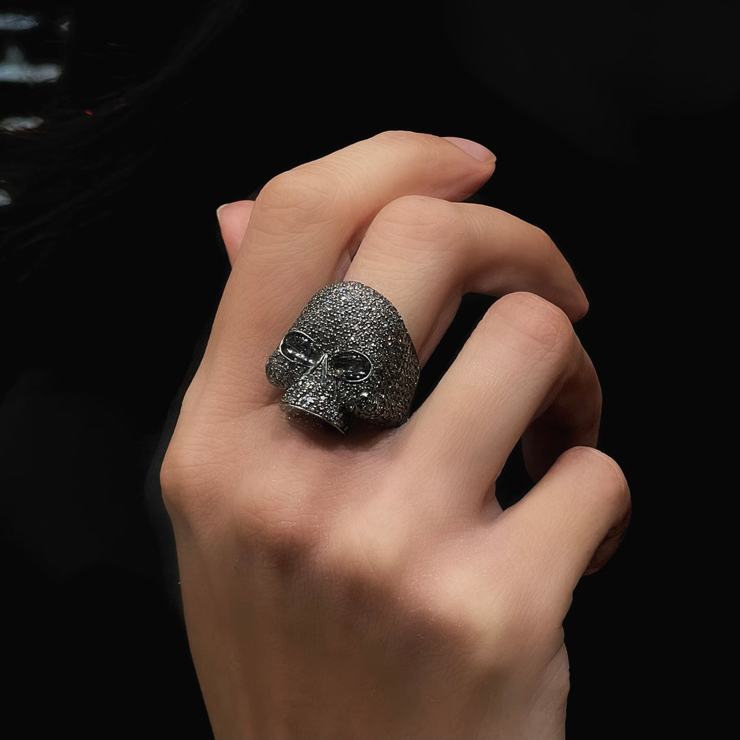 Black Diamond Skull Dome Ring