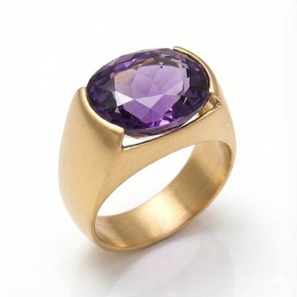 Amethyst Ring In Yellow Gold