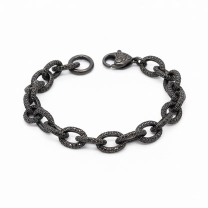Small Black Diamond Oval Link Bracelet