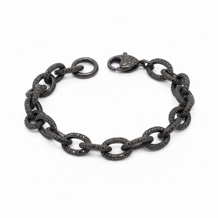 Small Black Diamond Oval Link Bracelet