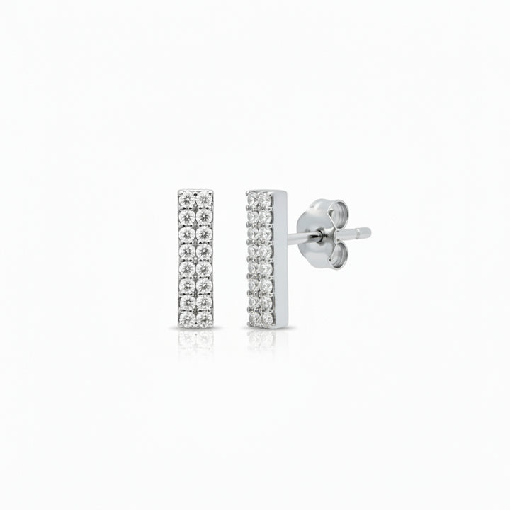 Pavé Diamond Gold Bar Stud Earrings