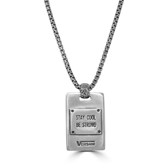 Stay Cool Be Strong Pendant Necklace In Sterling Silver