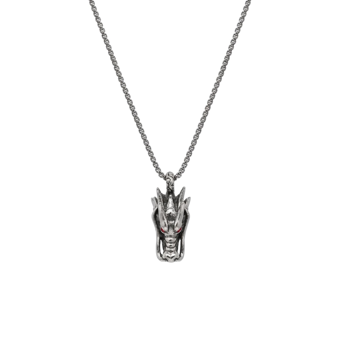 Gem Eyes Dragon Pendant Necklace In Sterling Silver