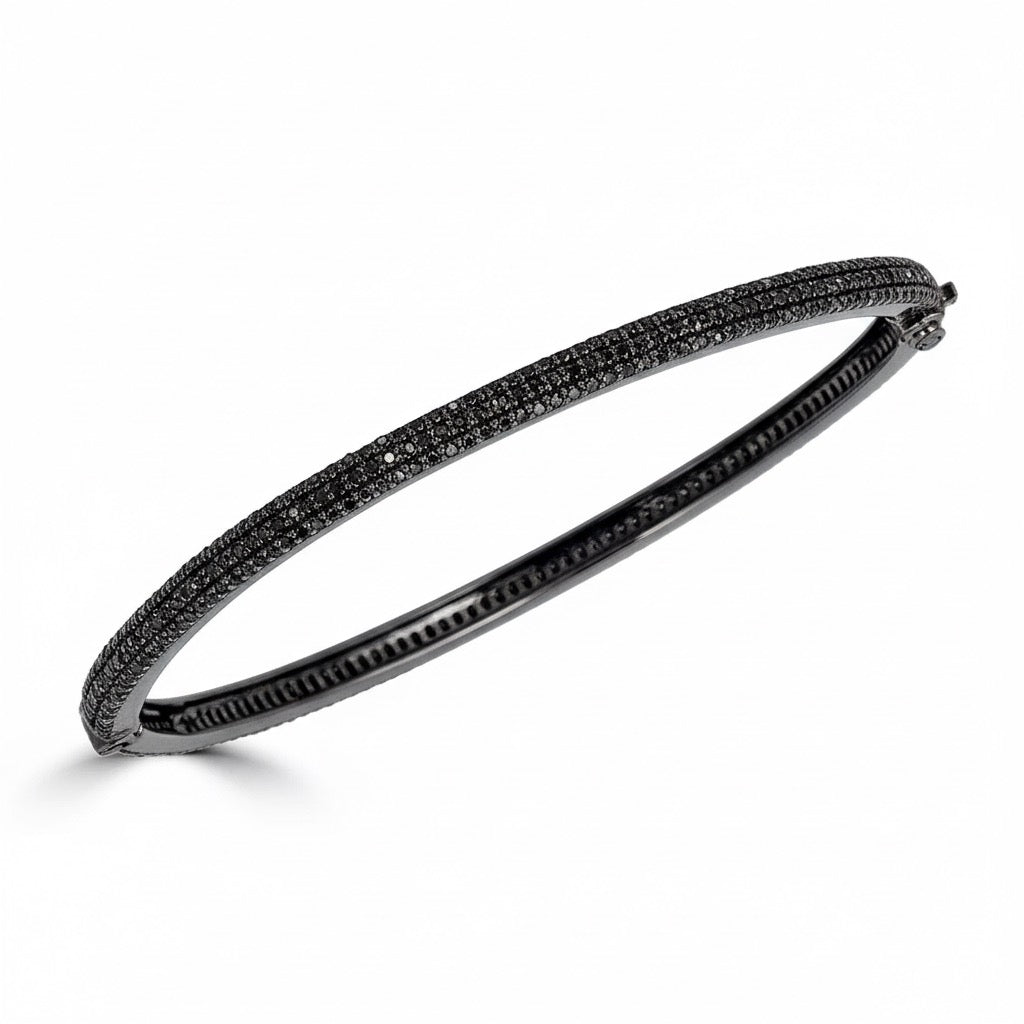 Thin Pave Black Diamond Bangle