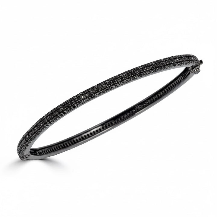 Thin Pave Black Diamond Bangle