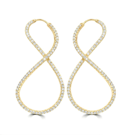 White Diamond Twisted Earrings