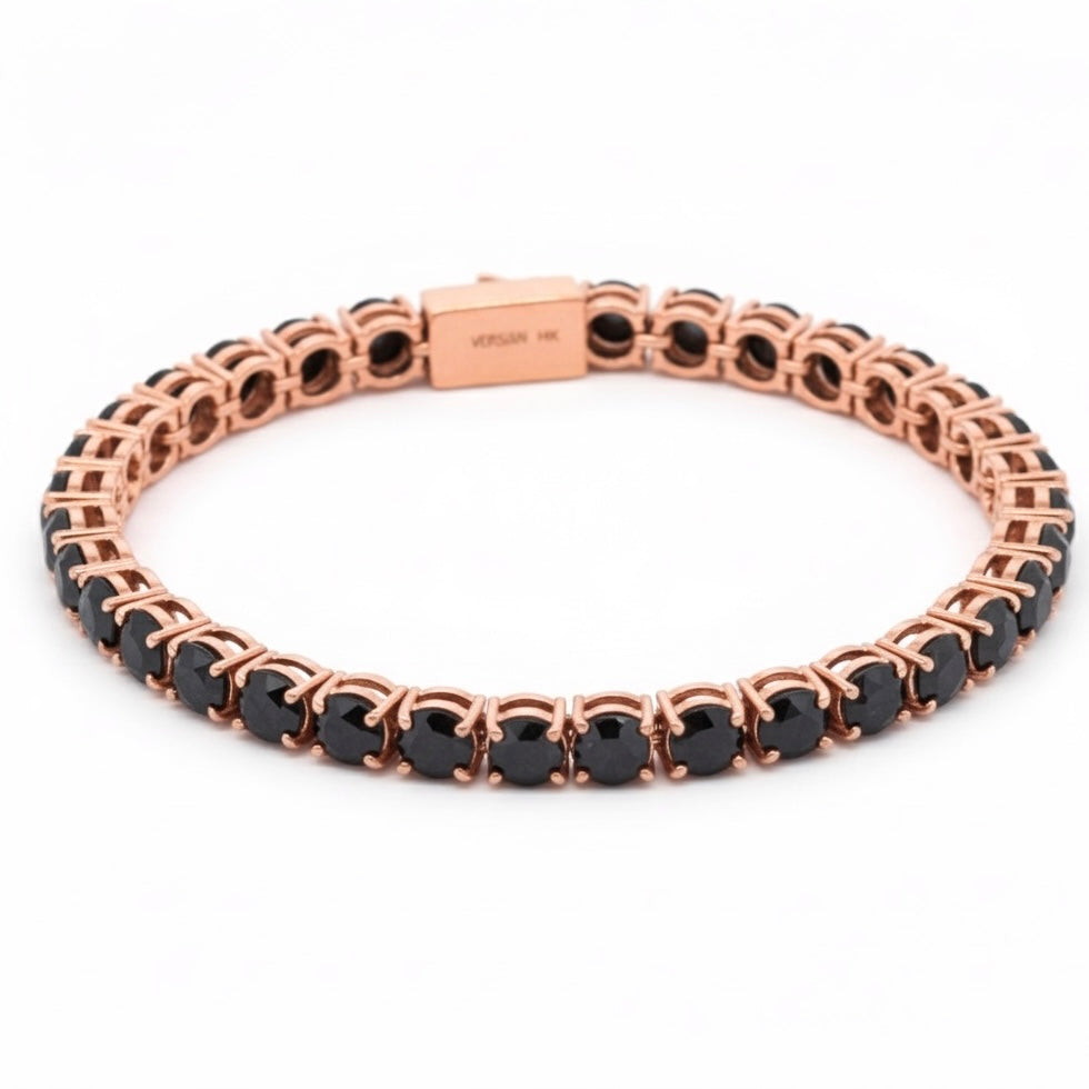 Large Black Diamond Tennis Bracelet In Rose Gold