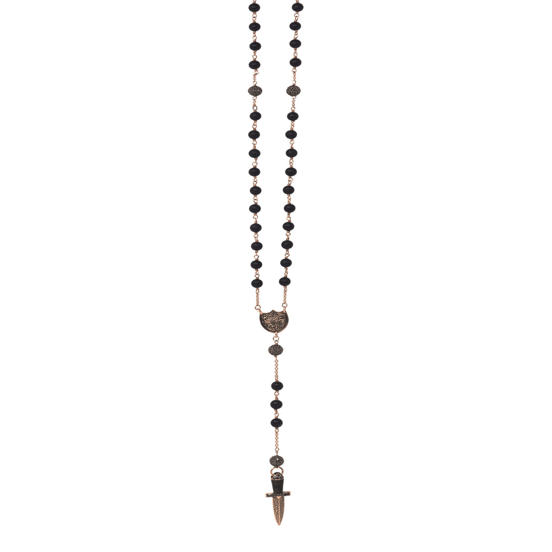 Rose Gold Dagger Beaded Rosary