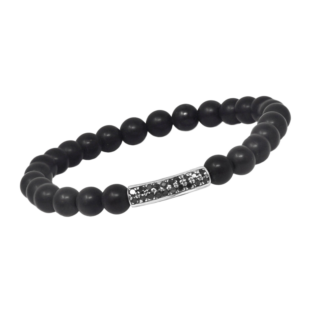 Bead Bracelet With Black Diamond Flat Bar