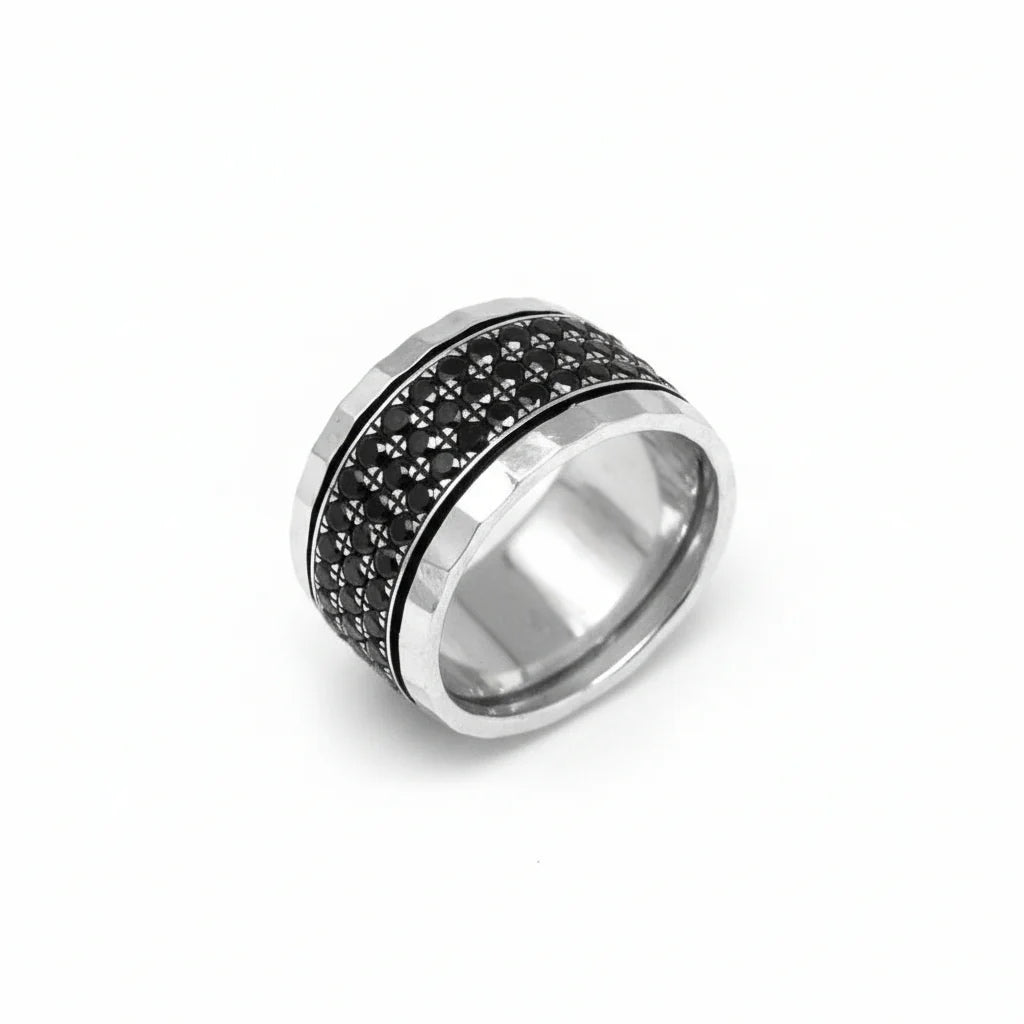 Black Diamond Triple Row Contour Band Ring