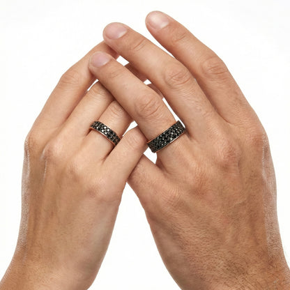 Black Diamond Triple Row Eternity Band In Rose Gold