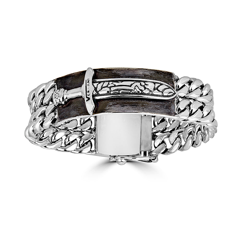 KeyDesign Sword Double Cuban Link ID Bracelet