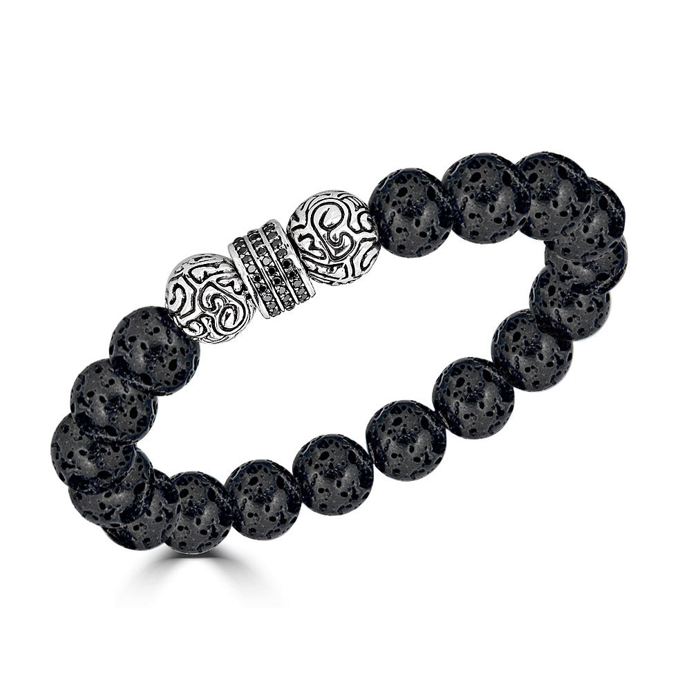 KeyDesign Black Diamond Cylinder Bead Bracelet