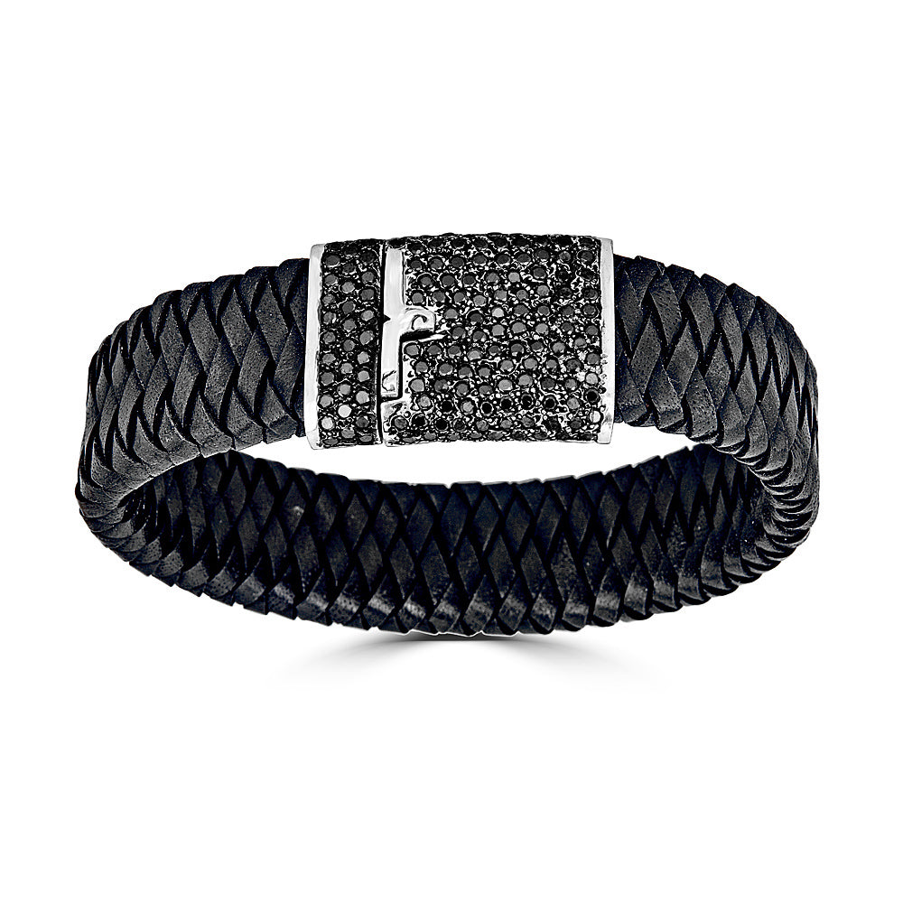 Black Diamond Braided Leather Bracelet