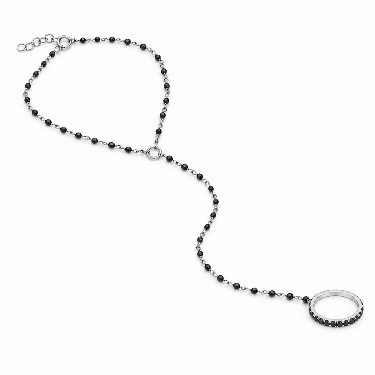 Black Diamond Hand Chain In Gold