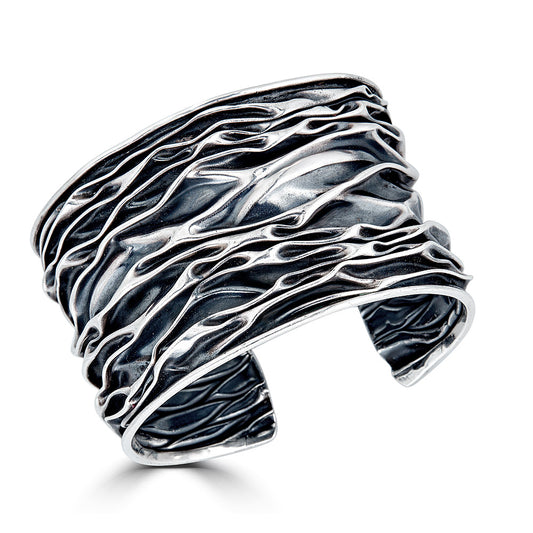 Oxidized Ridge Cuff Bracelet
