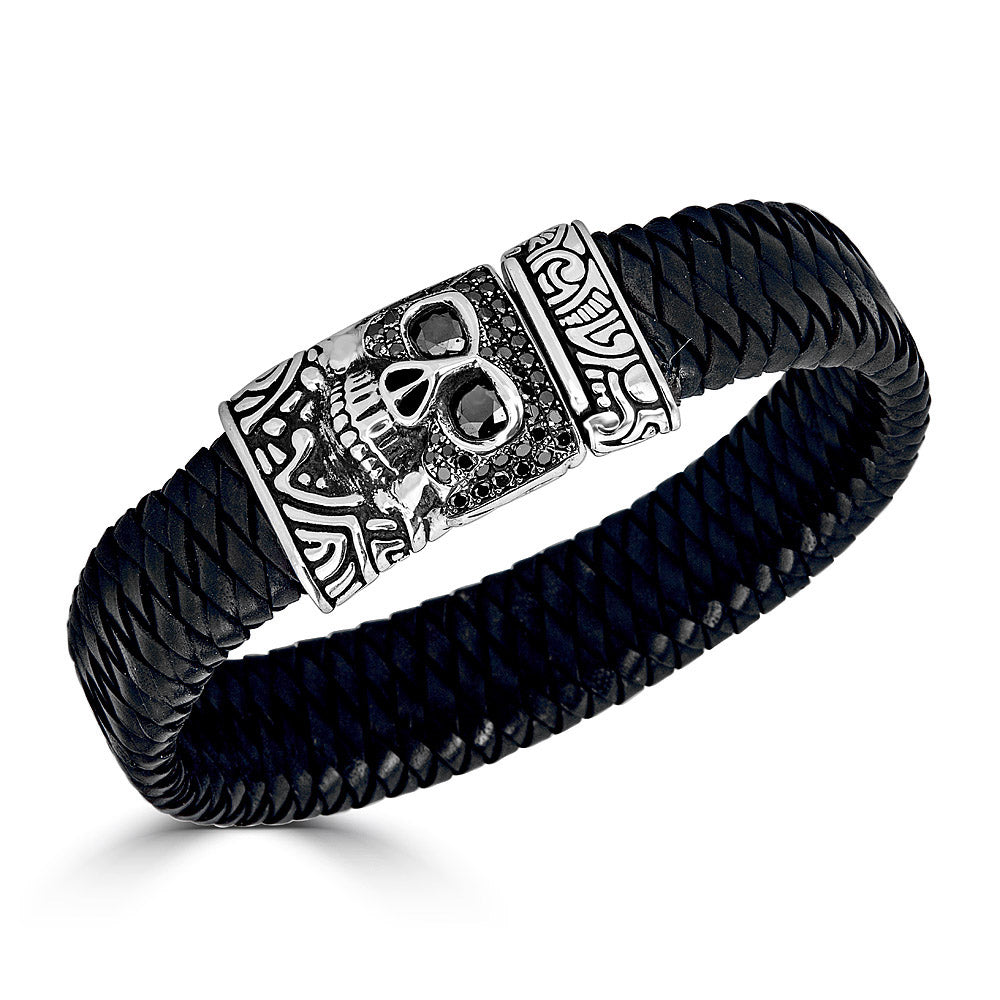 Black Diamond KeyDesign Skull Braided Leather Bracelet