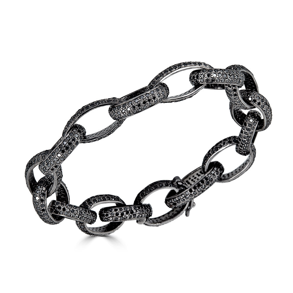 Black Diamond Round Link Bracelet