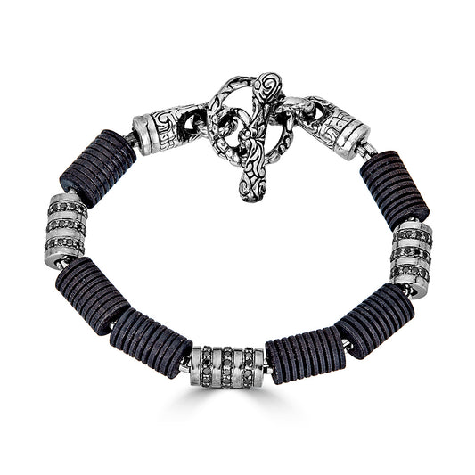 Black Diamond Cylinders Wood Bracelet