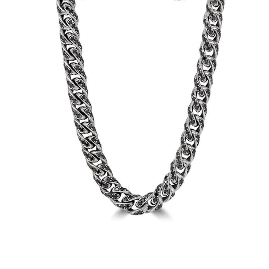 Small Black Diamond Cuban Link Necklace