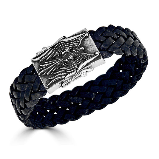 Wide Weaved Leather Bracelet