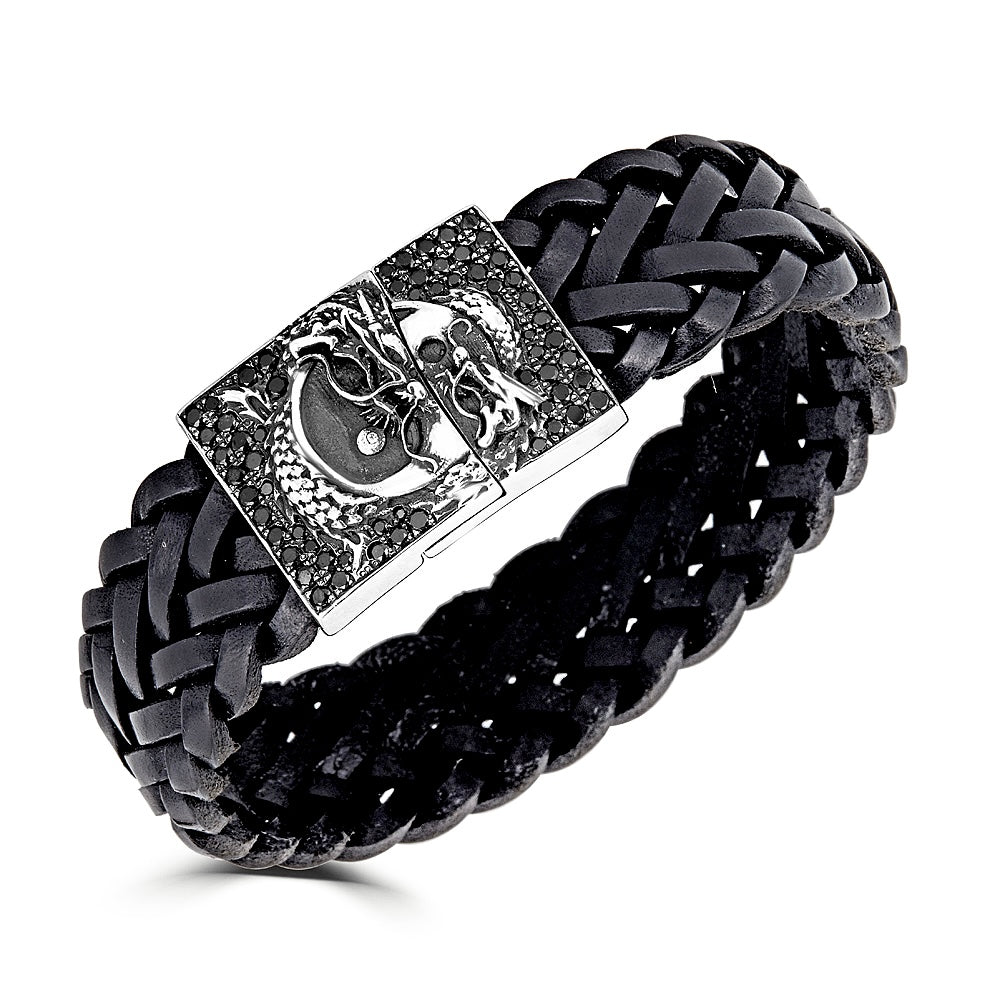 Black Diamond Braided Leather Bracelet