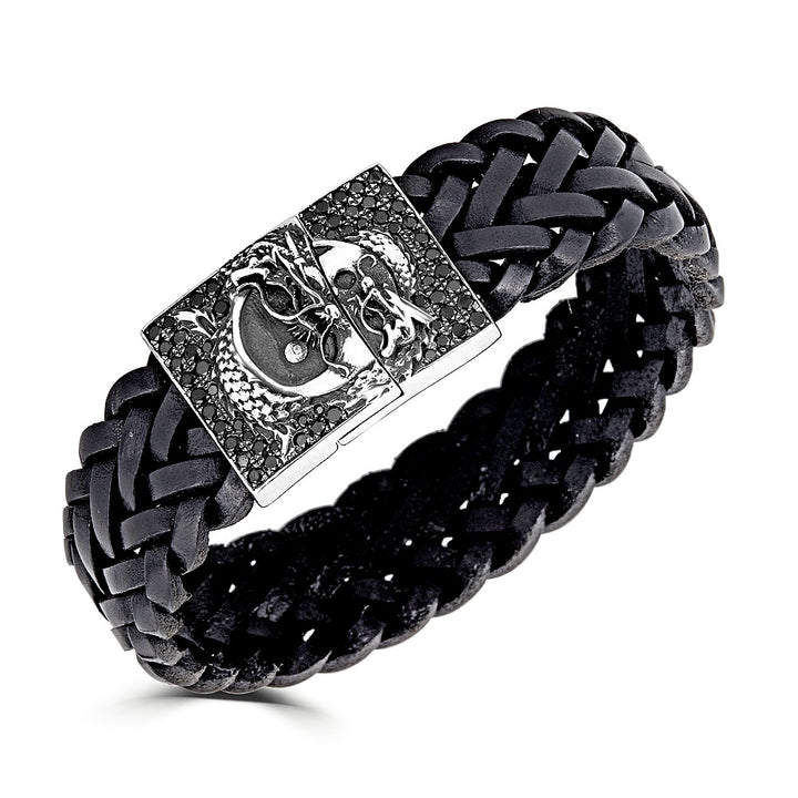 Black Diamond Braided Leather Bracelet