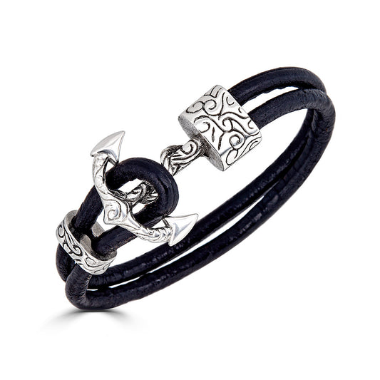 KeyDesign Anchor Leather Bracelet